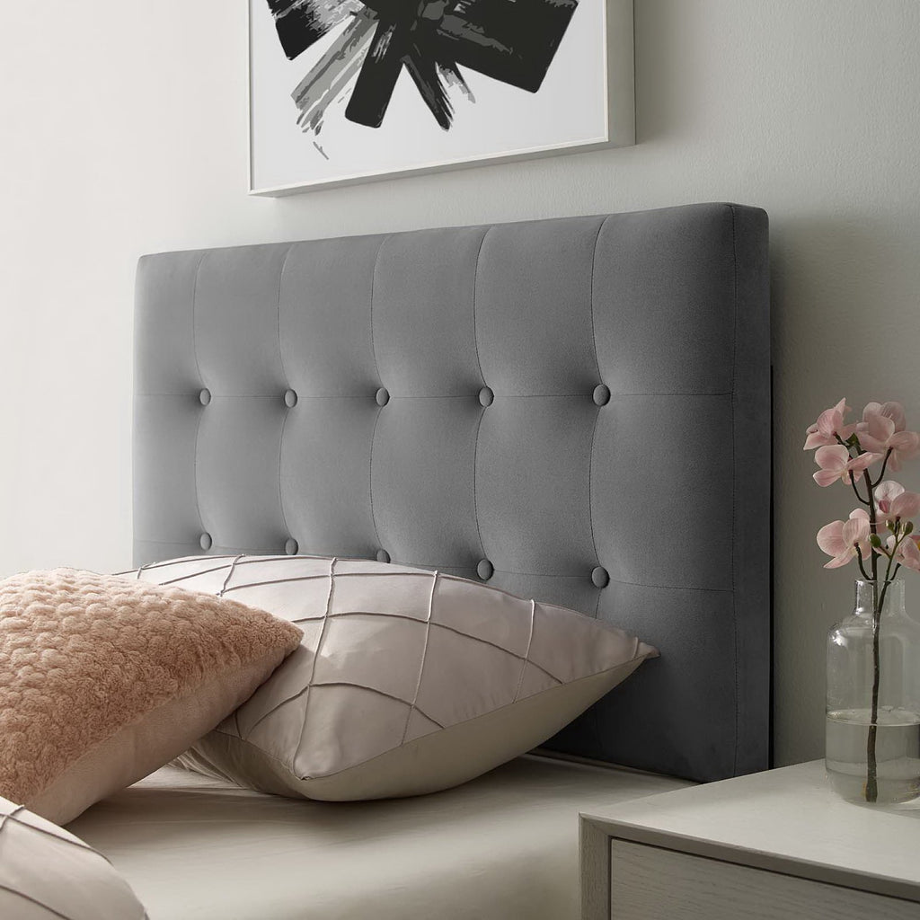 Emily Biscuit Tufted Performance Velvet Twin Headboard - Gray