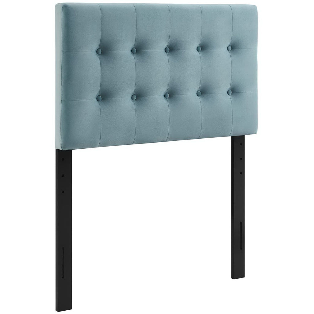 Emily Biscuit Tufted Performance Velvet Twin Headboard - Light Blue