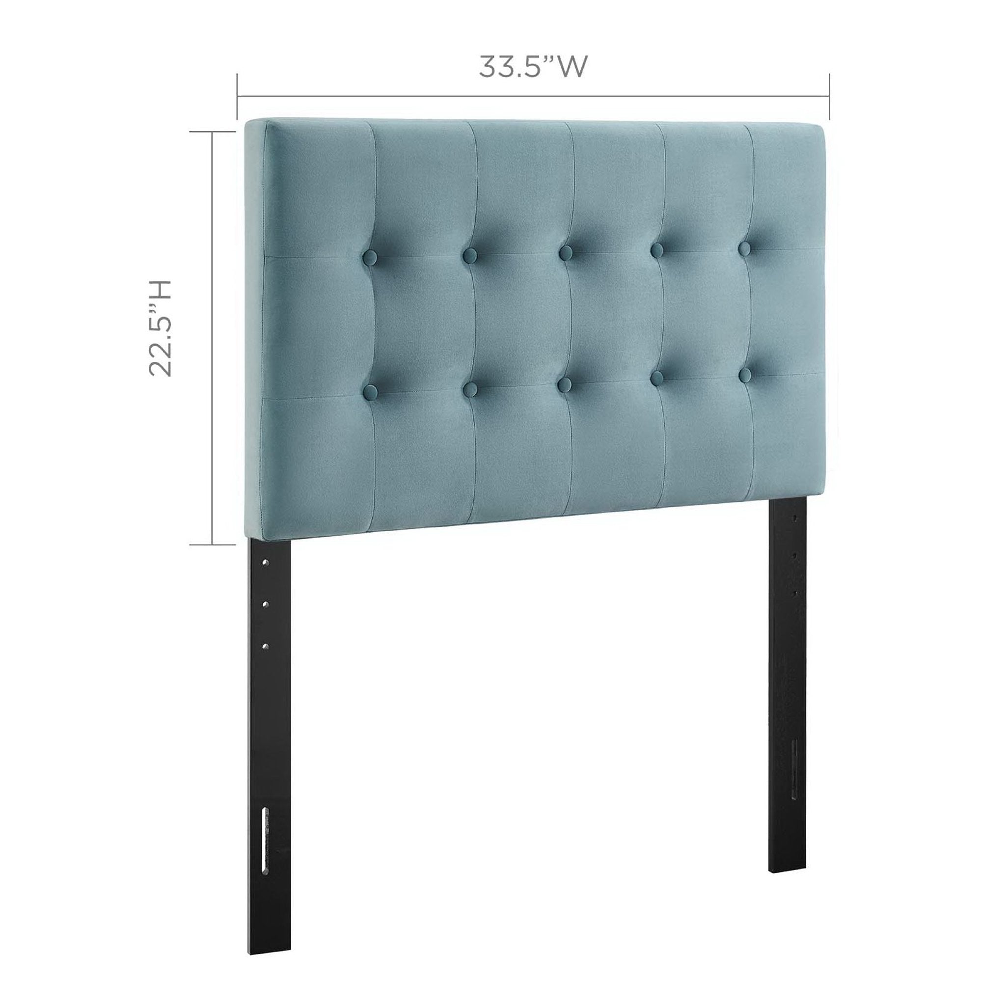 Emily Biscuit Tufted Performance Velvet Twin Headboard - Light Blue