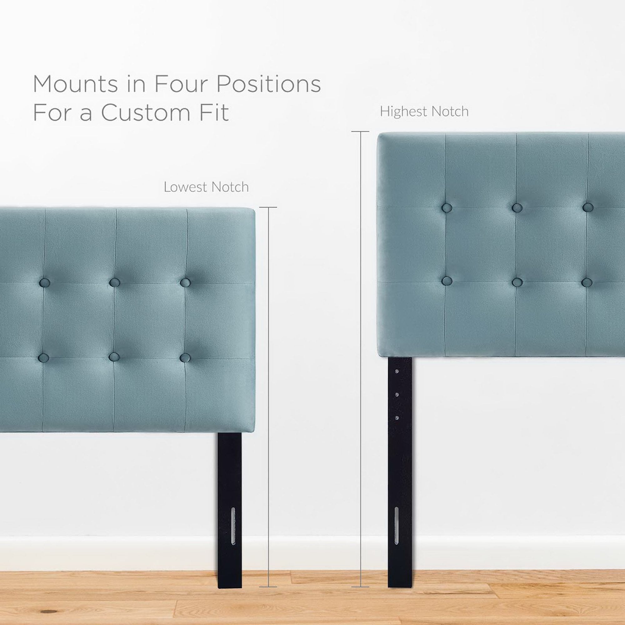 Emily Biscuit Tufted Performance Velvet Twin Headboard - Light Blue