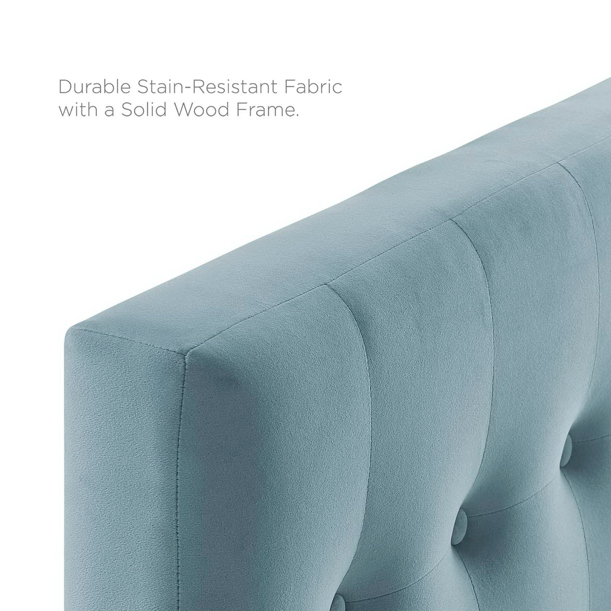 Emily Biscuit Tufted Performance Velvet Twin Headboard - Light Blue