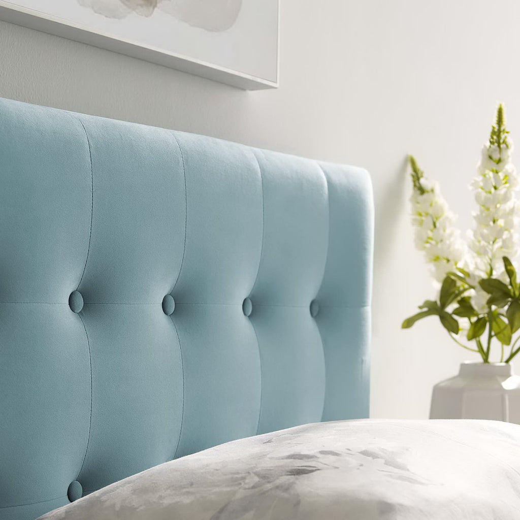 Emily Biscuit Tufted Performance Velvet Twin Headboard - Light Blue