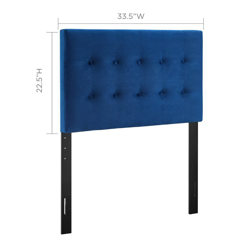 Emily Biscuit Tufted Performance Velvet Twin Headboard - Navy