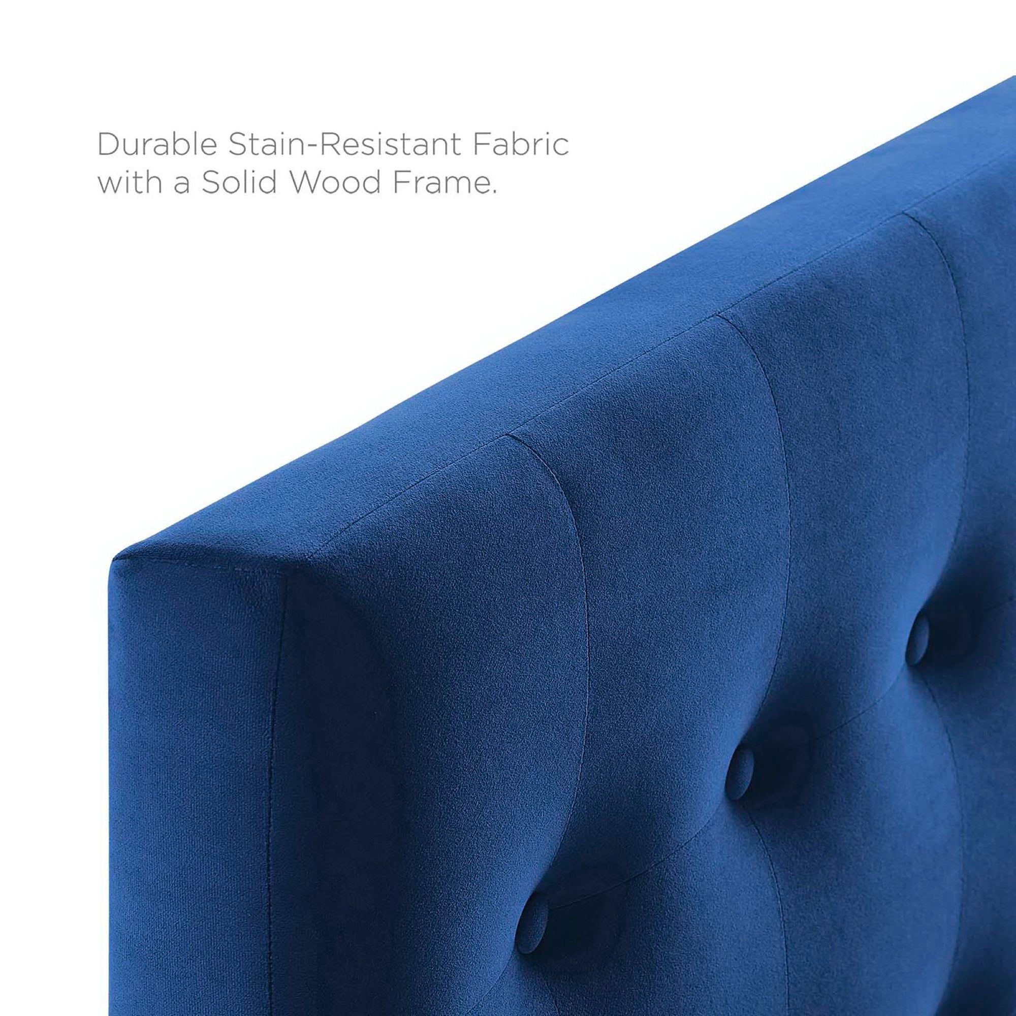Emily Biscuit Tufted Performance Velvet Twin Headboard - Navy
