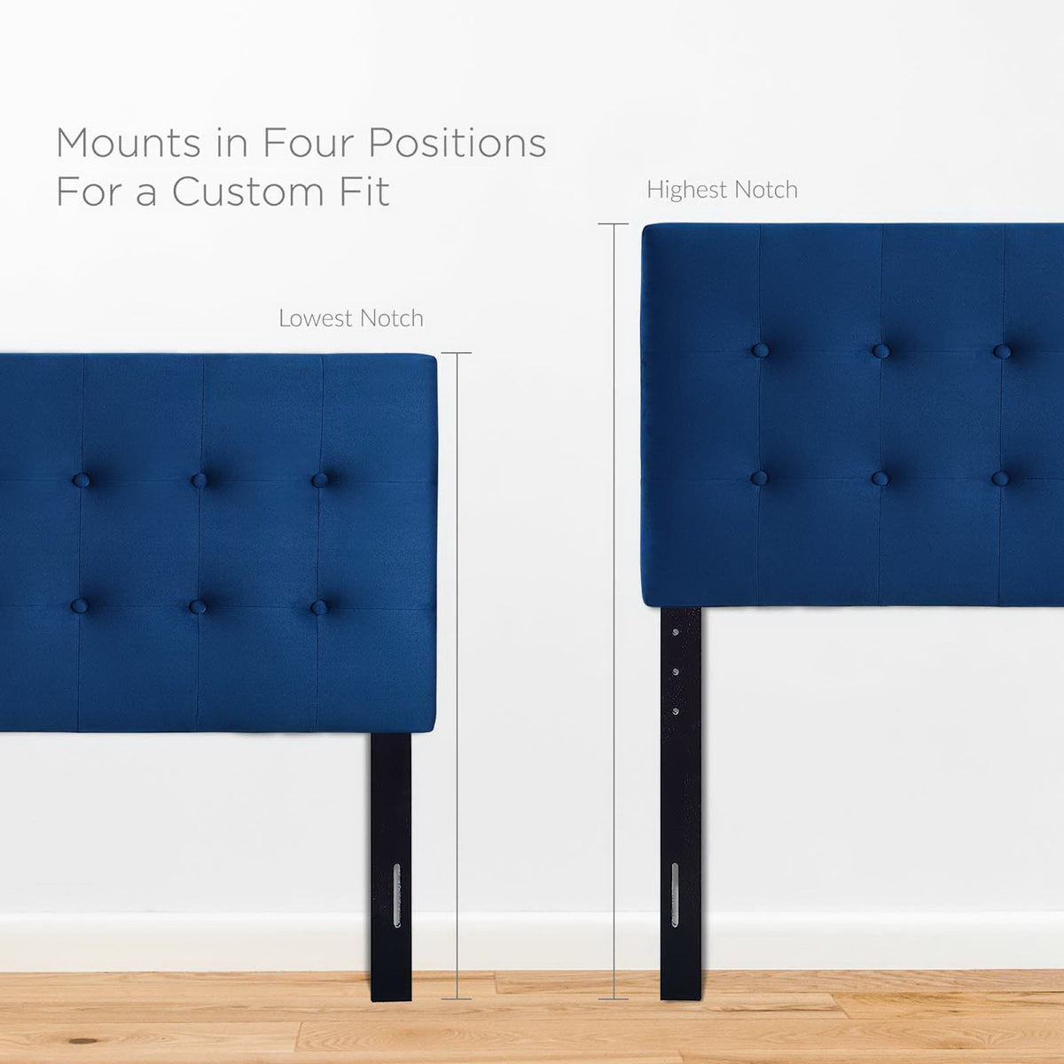 Emily Biscuit Tufted Performance Velvet Twin Headboard - Navy