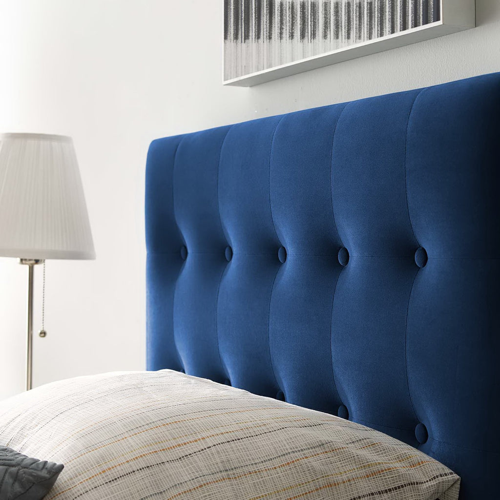 Emily Biscuit Tufted Performance Velvet Twin Headboard - Navy