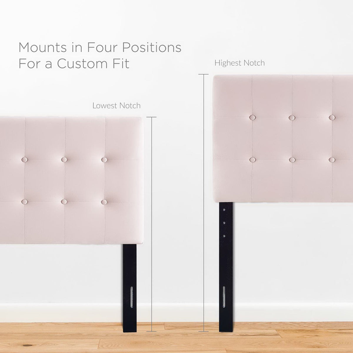 Emily Biscuit Tufted Performance Velvet Twin Headboard - Pink
