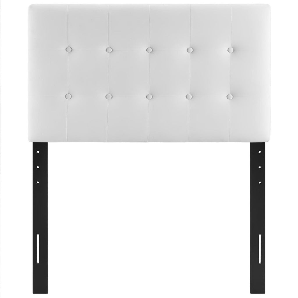 Emily Biscuit Tufted Performance Velvet Twin Headboard - White