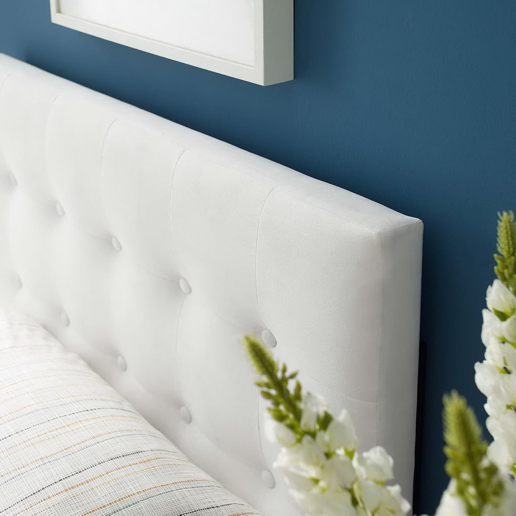 Emily Biscuit Tufted Performance Velvet Twin Headboard - White