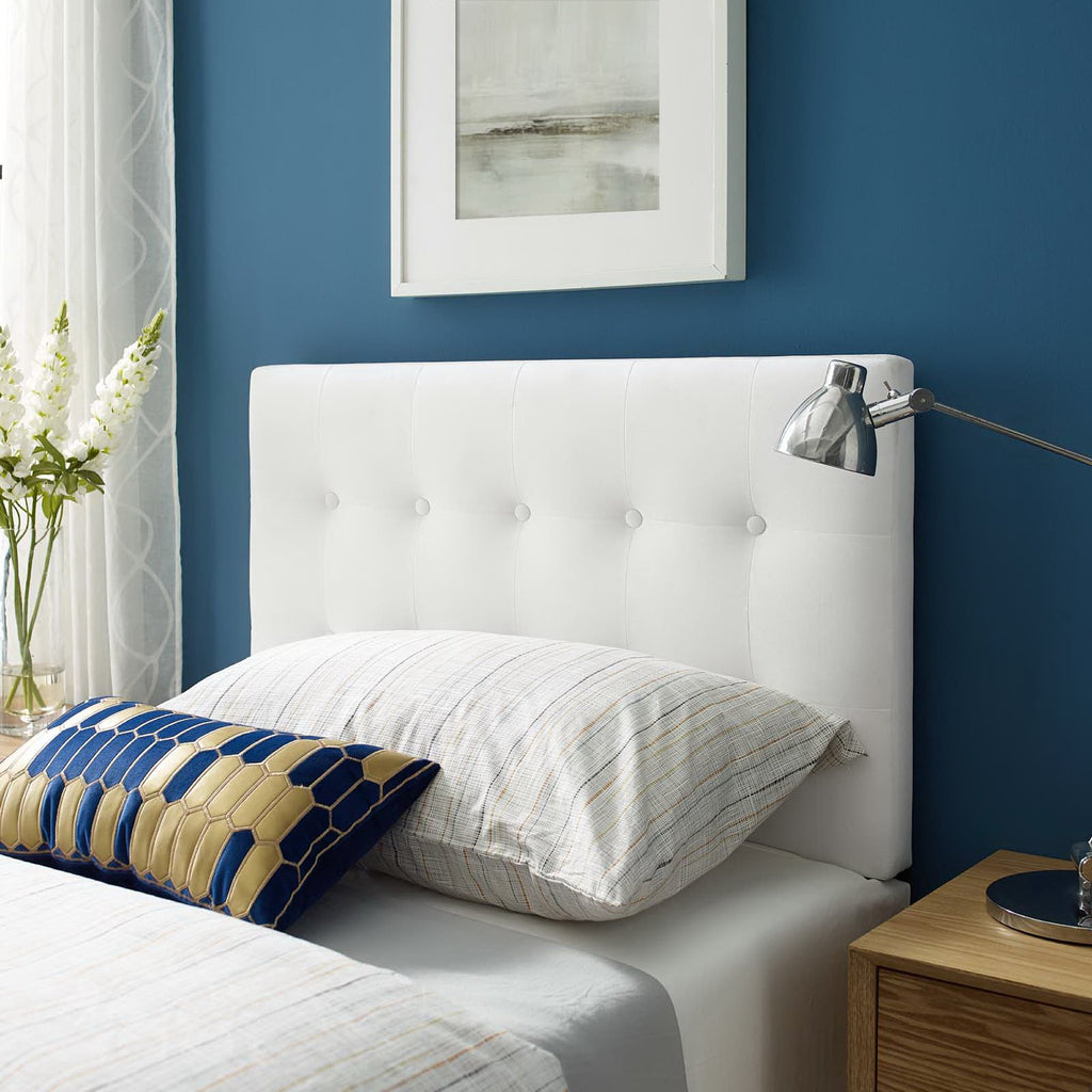 Emily Biscuit Tufted Performance Velvet Twin Headboard - White