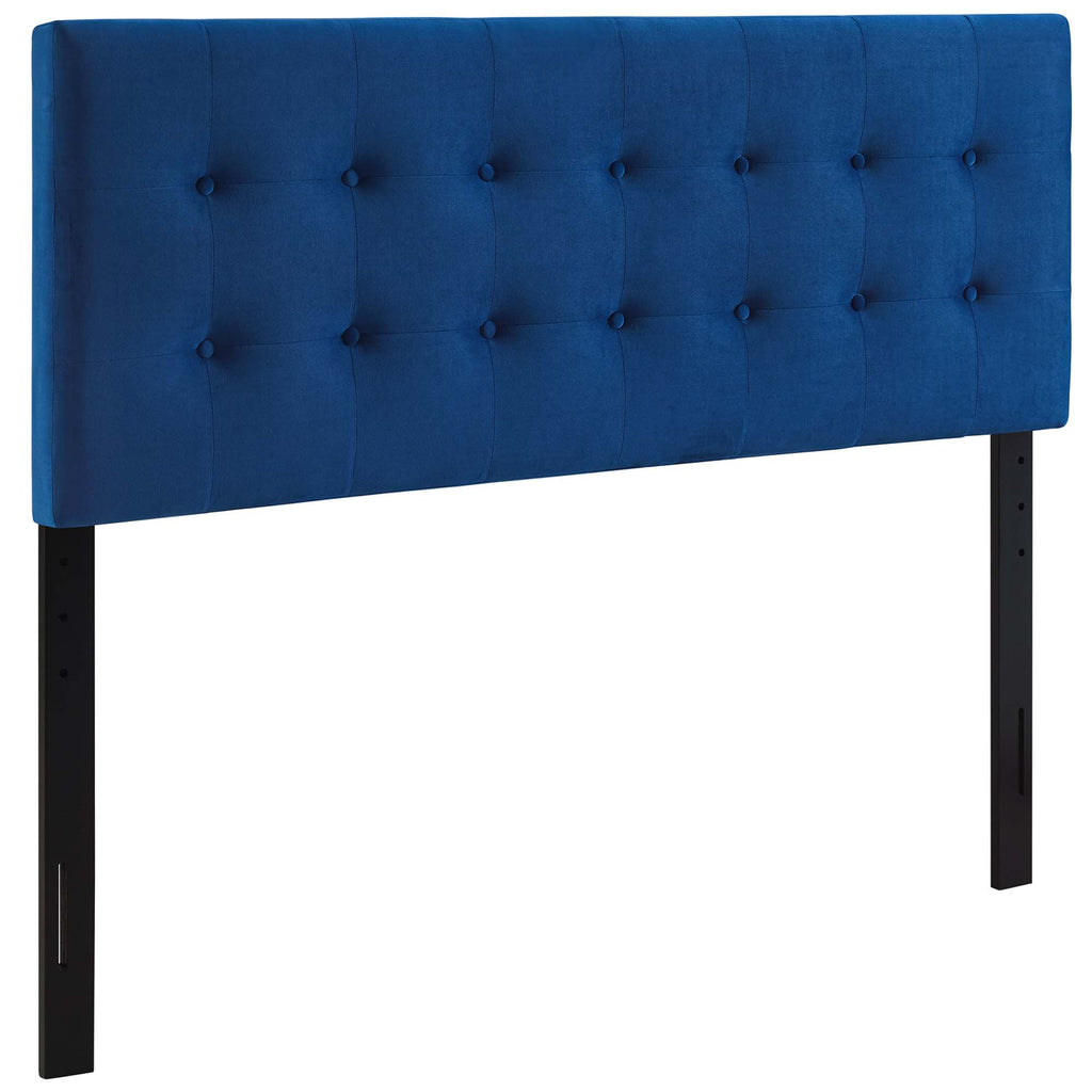 Emily Biscuit Tufted Performance Velvet Full Headboard - Navy