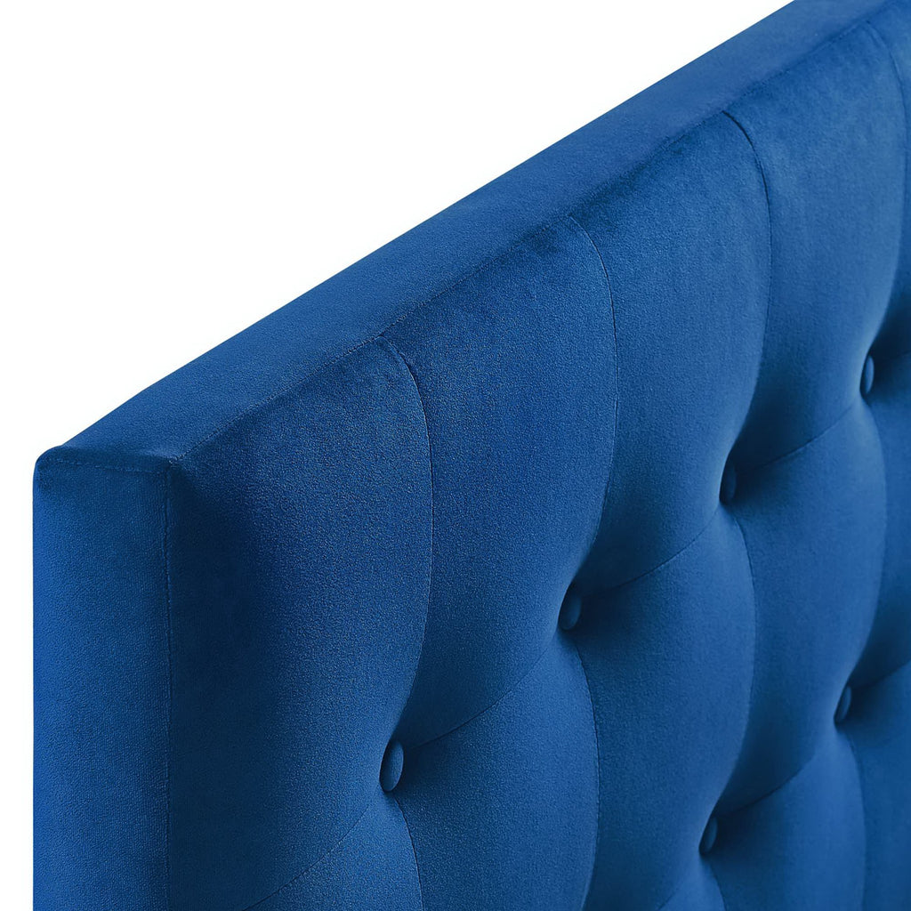 Emily Biscuit Tufted Performance Velvet Full Headboard - Navy
