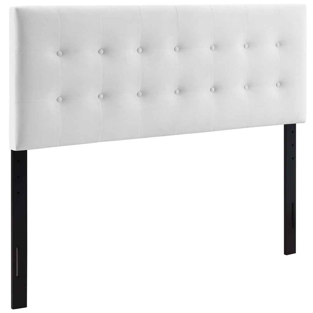 Emily Biscuit Tufted Performance Velvet Full Headboard - White
