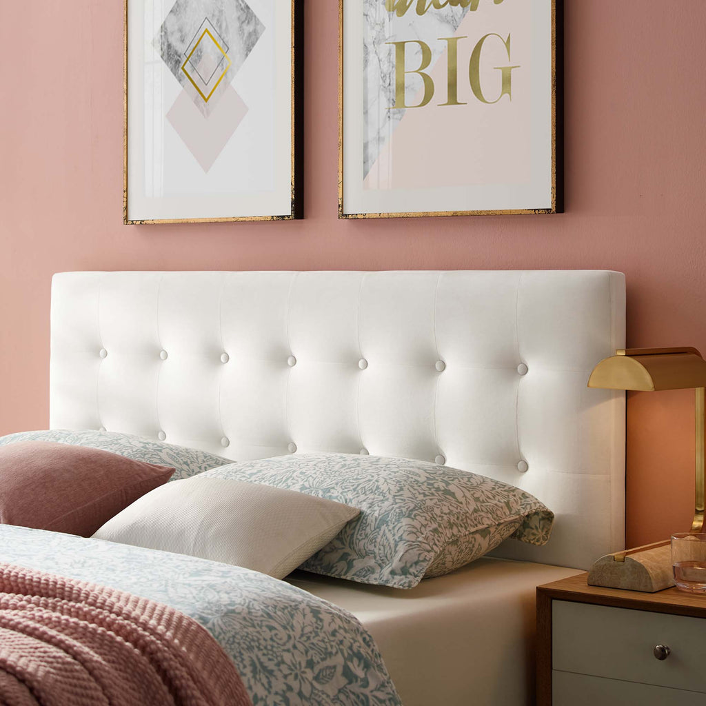 Emily Biscuit Tufted Performance Velvet Full Headboard - White