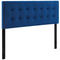 Emily Biscuit Tufted Performance Velvet Queen Headboard - Navy