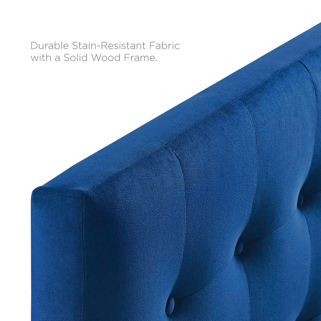 Emily Biscuit Tufted Performance Velvet Queen Headboard - Navy