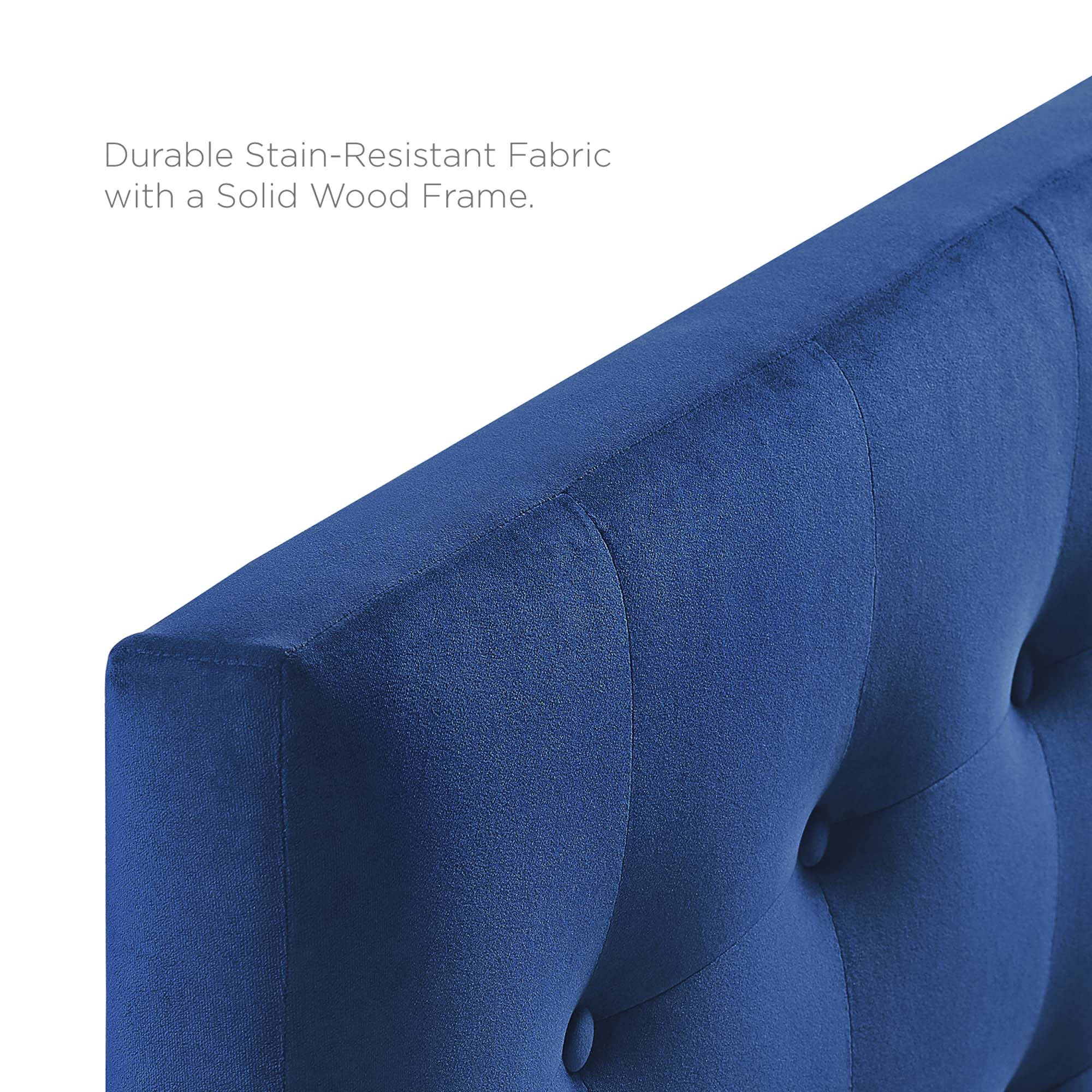 Emily Biscuit Tufted Performance Velvet Queen Headboard - Navy