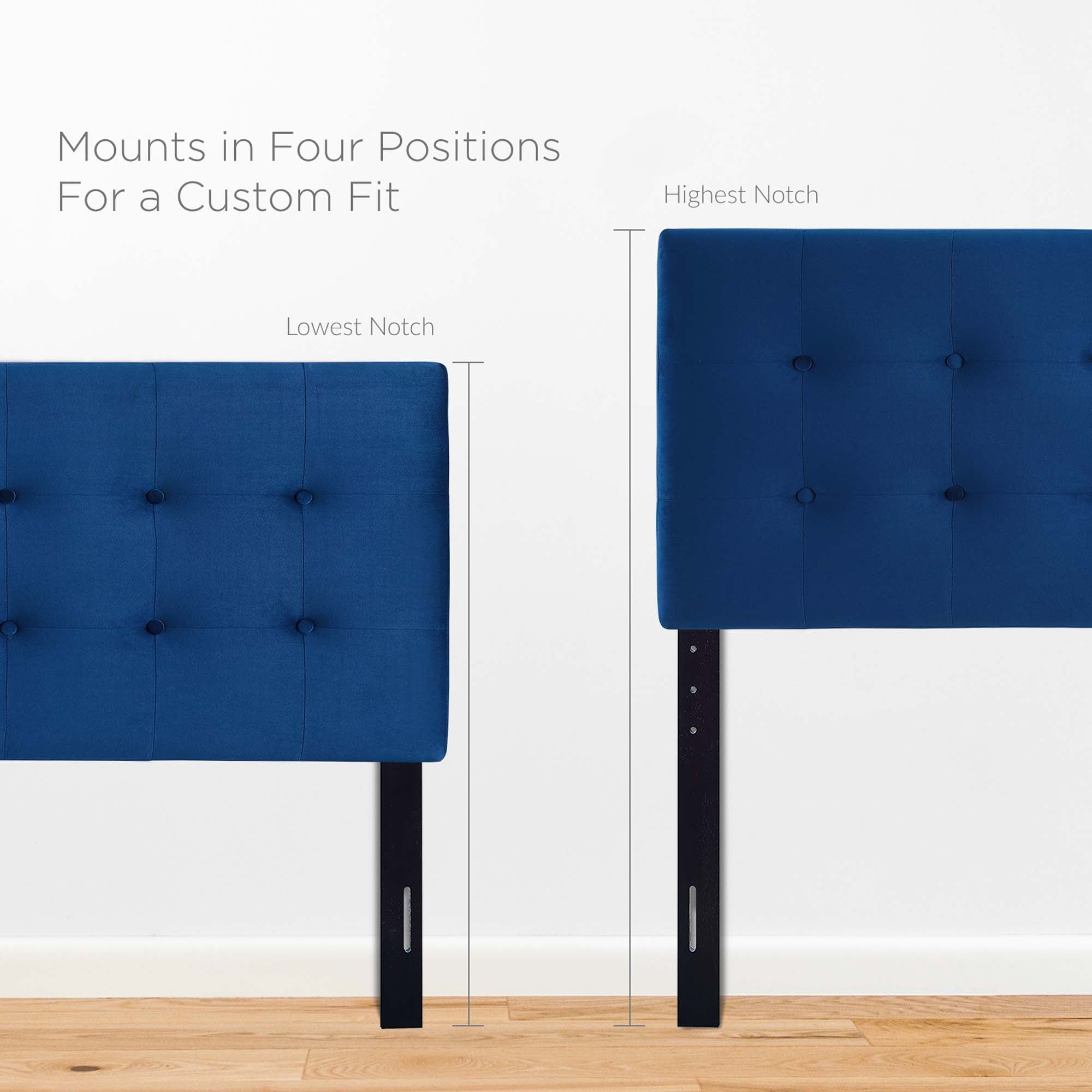 Emily Biscuit Tufted Performance Velvet Queen Headboard - Navy