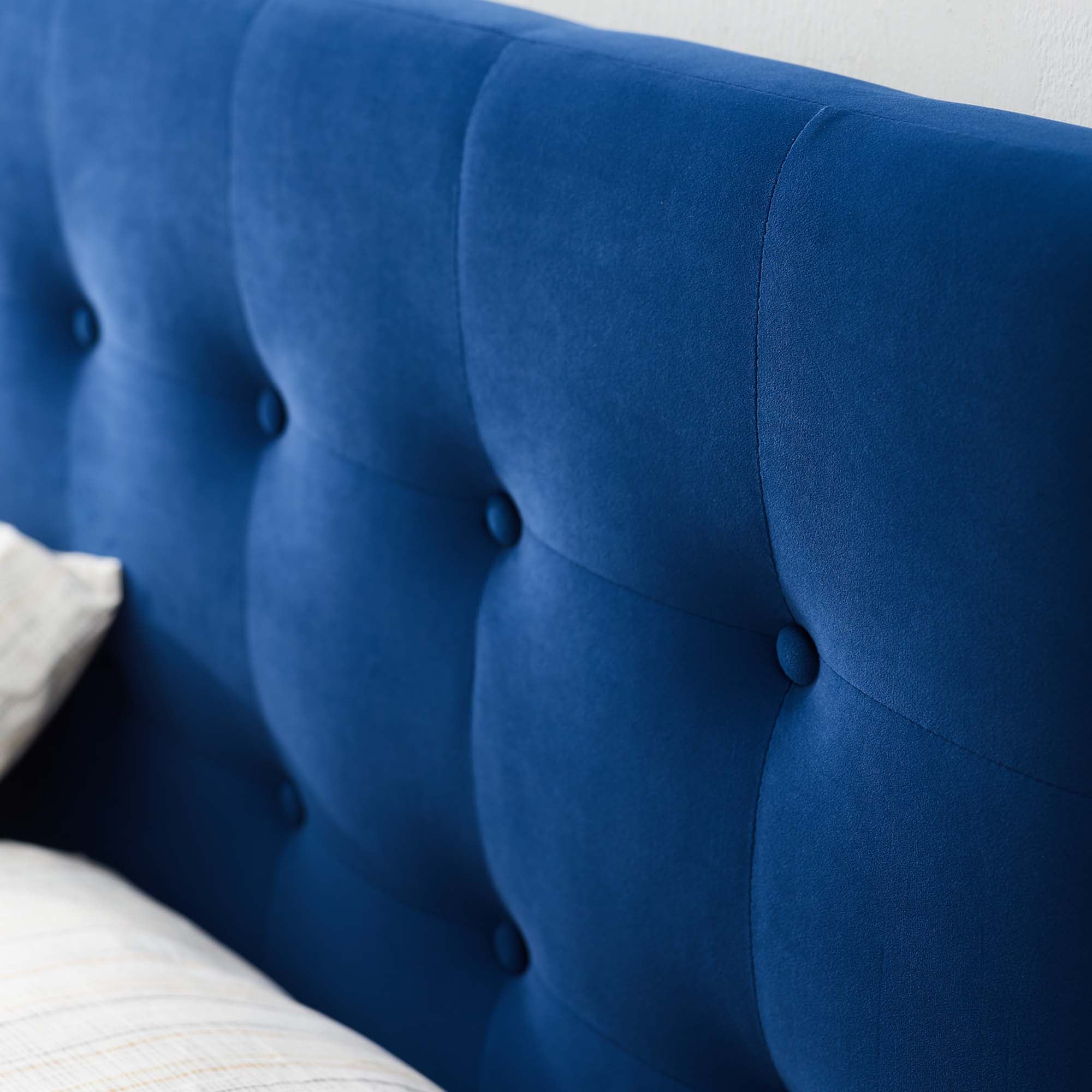 Emily Biscuit Tufted Performance Velvet Queen Headboard - Navy