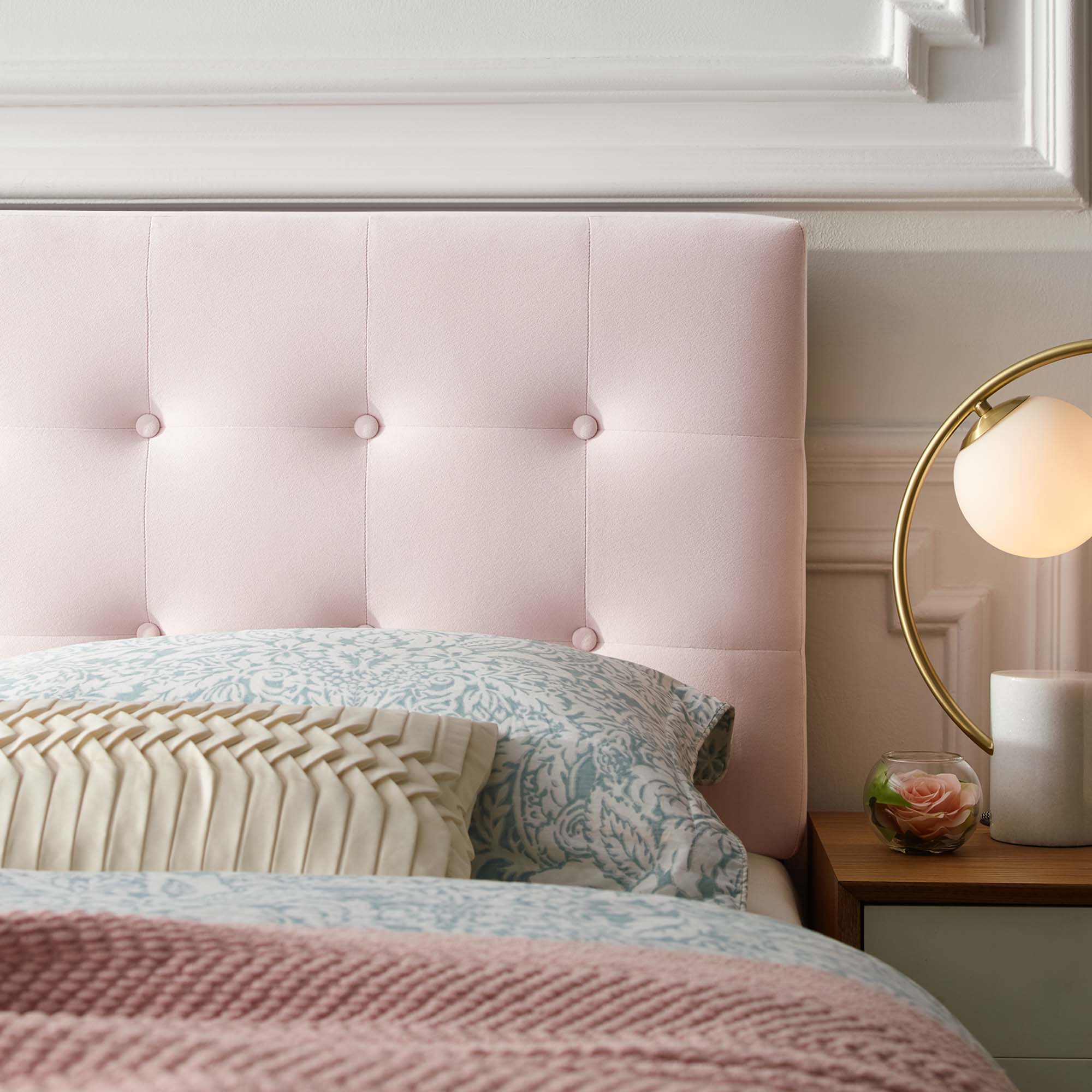 Emily Biscuit Tufted Performance Velvet Queen Headboard - Pink