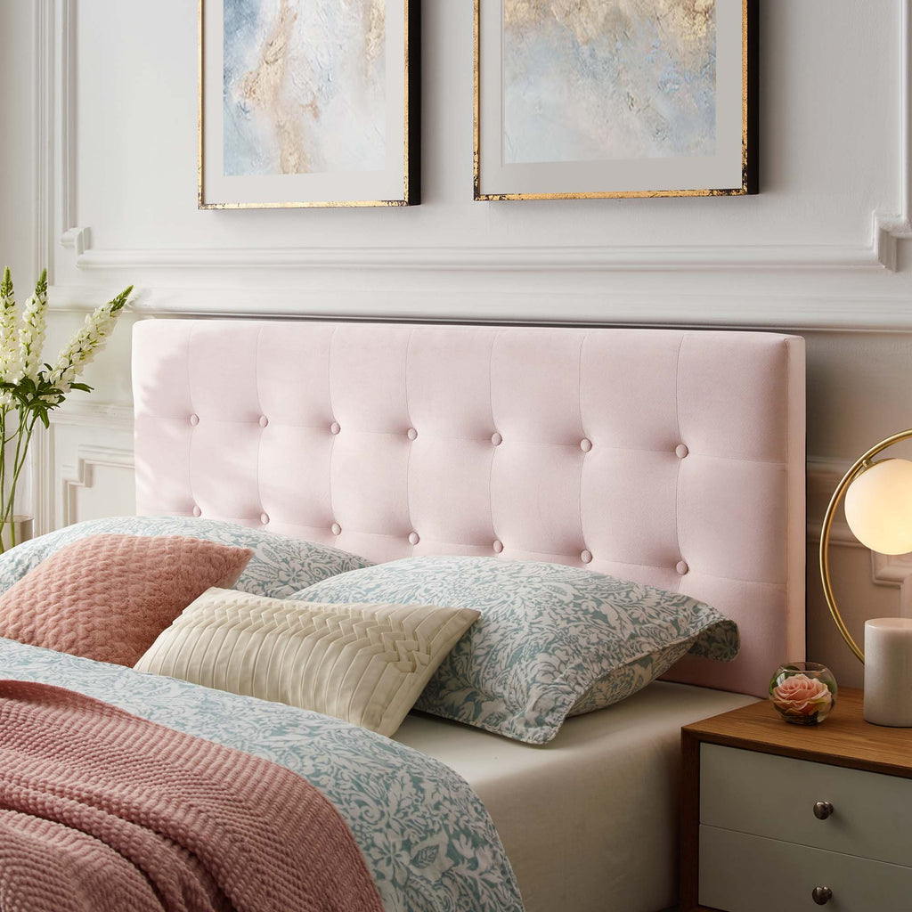 Emily Biscuit Tufted Performance Velvet Queen Headboard - Pink