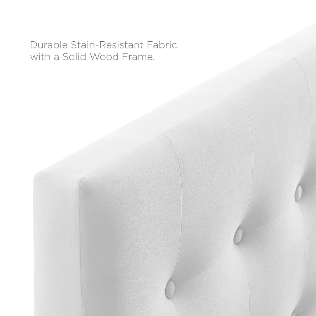 Emily Biscuit Tufted Performance Velvet Queen Headboard - White