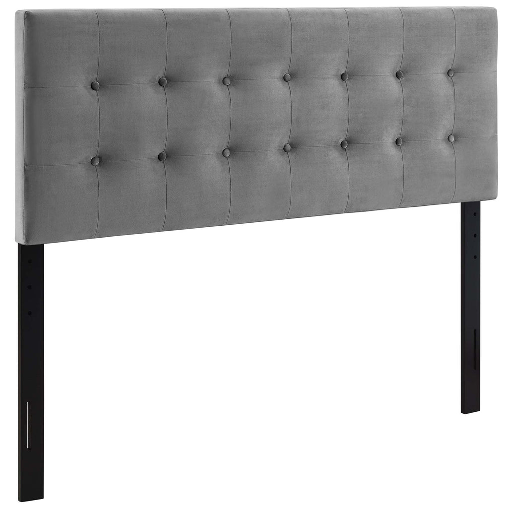 Emily Biscuit Tufted Performance Velvet King Headboard - Gray