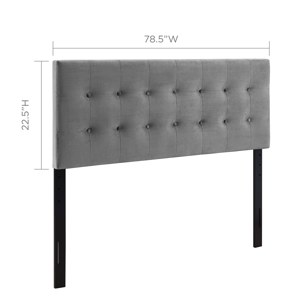 Emily Biscuit Tufted Performance Velvet King Headboard - Gray