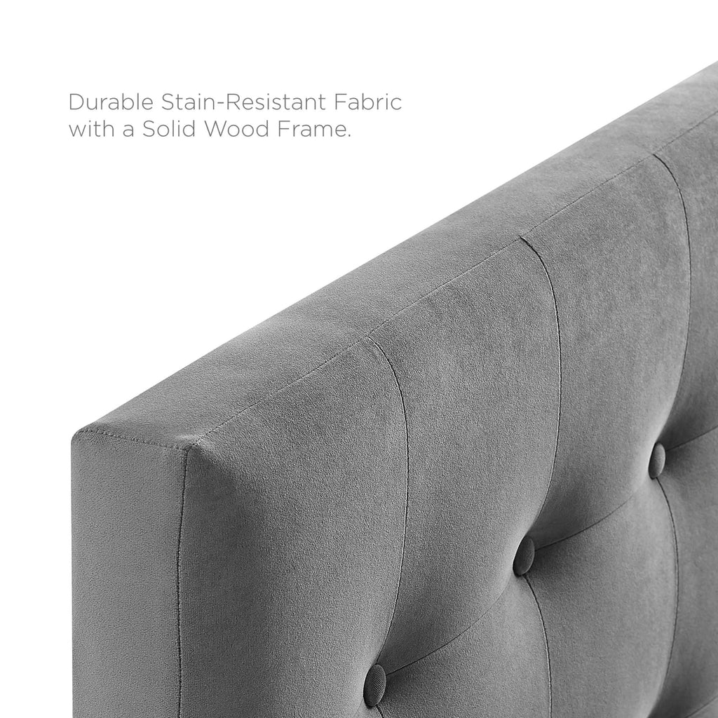 Emily Biscuit Tufted Performance Velvet King Headboard - Gray