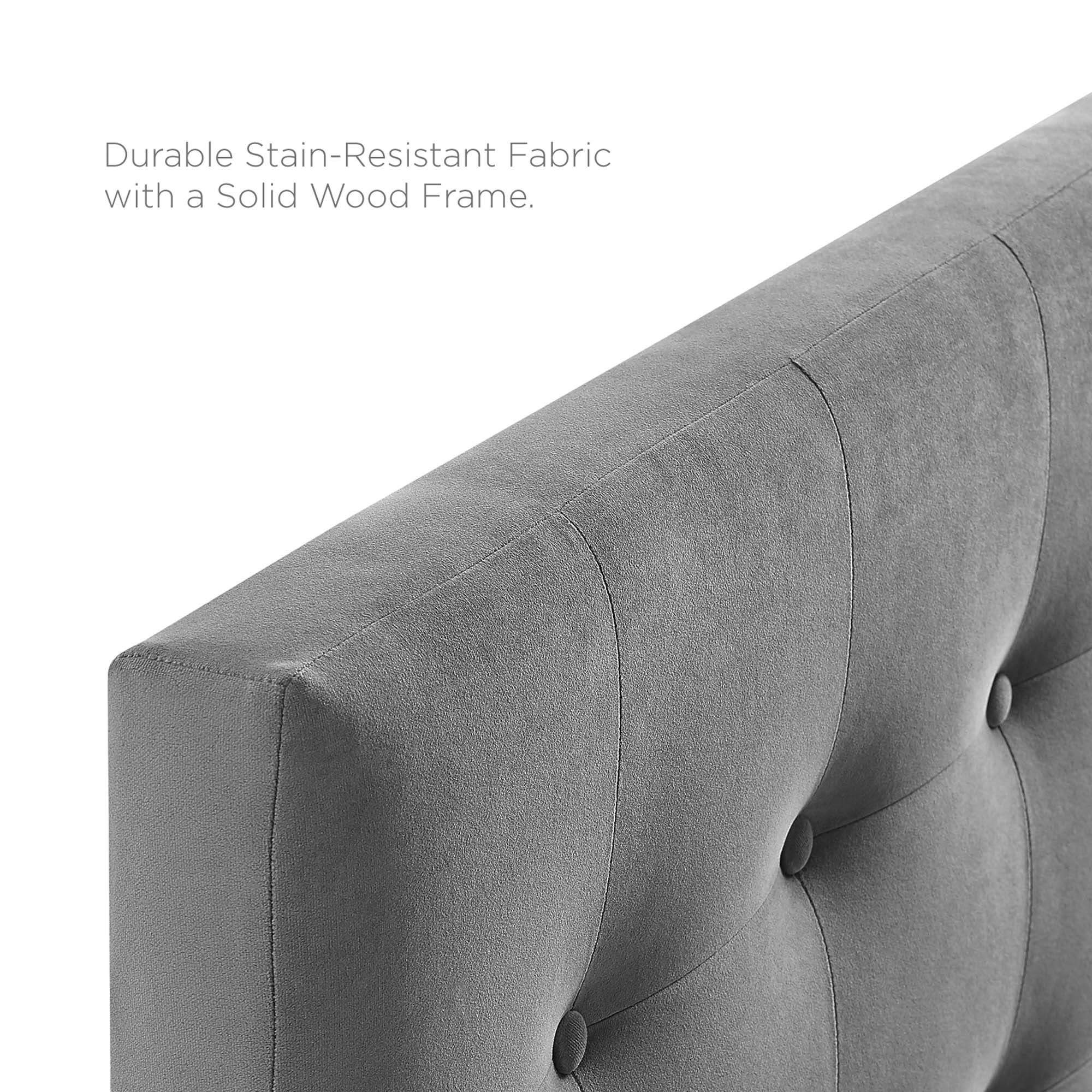 Emily Biscuit Tufted Performance Velvet King Headboard - Gray