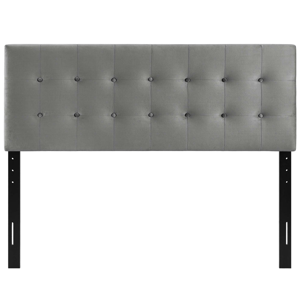 Emily Biscuit Tufted Performance Velvet King Headboard - Gray