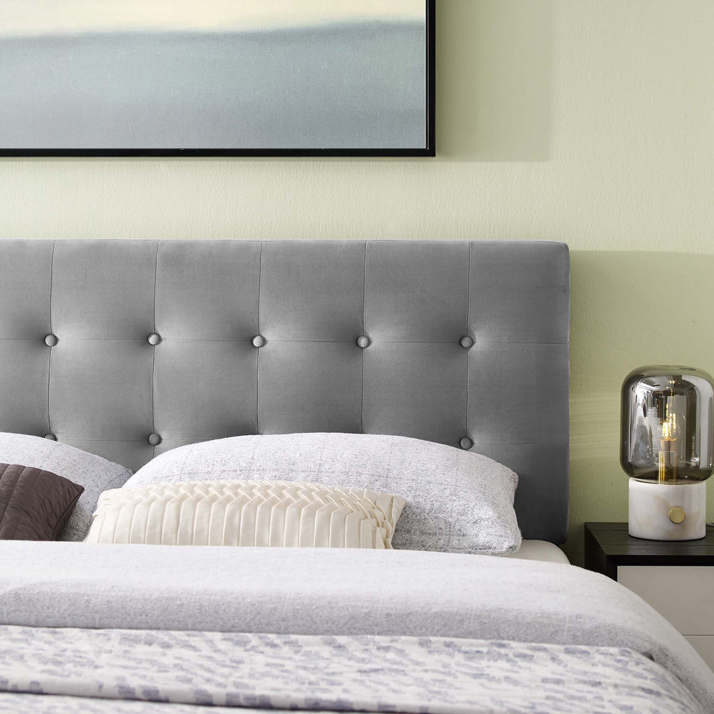 Emily Biscuit Tufted Performance Velvet King Headboard - Gray