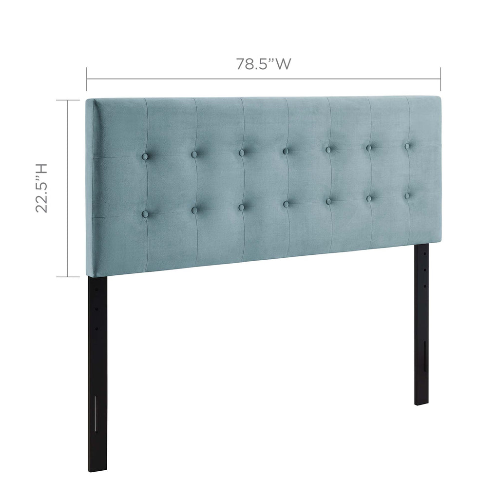 Emily Biscuit Tufted Performance Velvet King Headboard - Light Blue