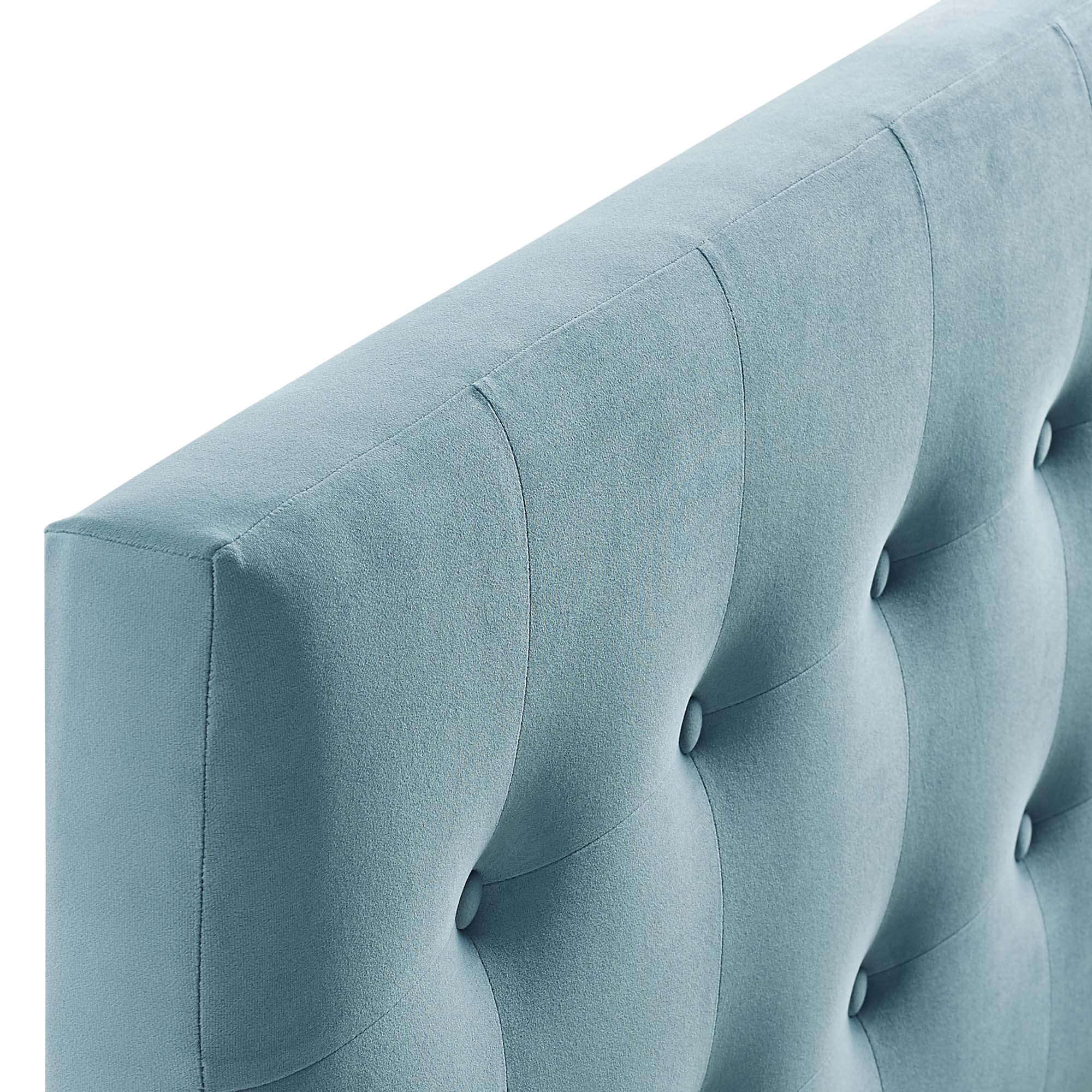 Emily Biscuit Tufted Performance Velvet King Headboard - Light Blue