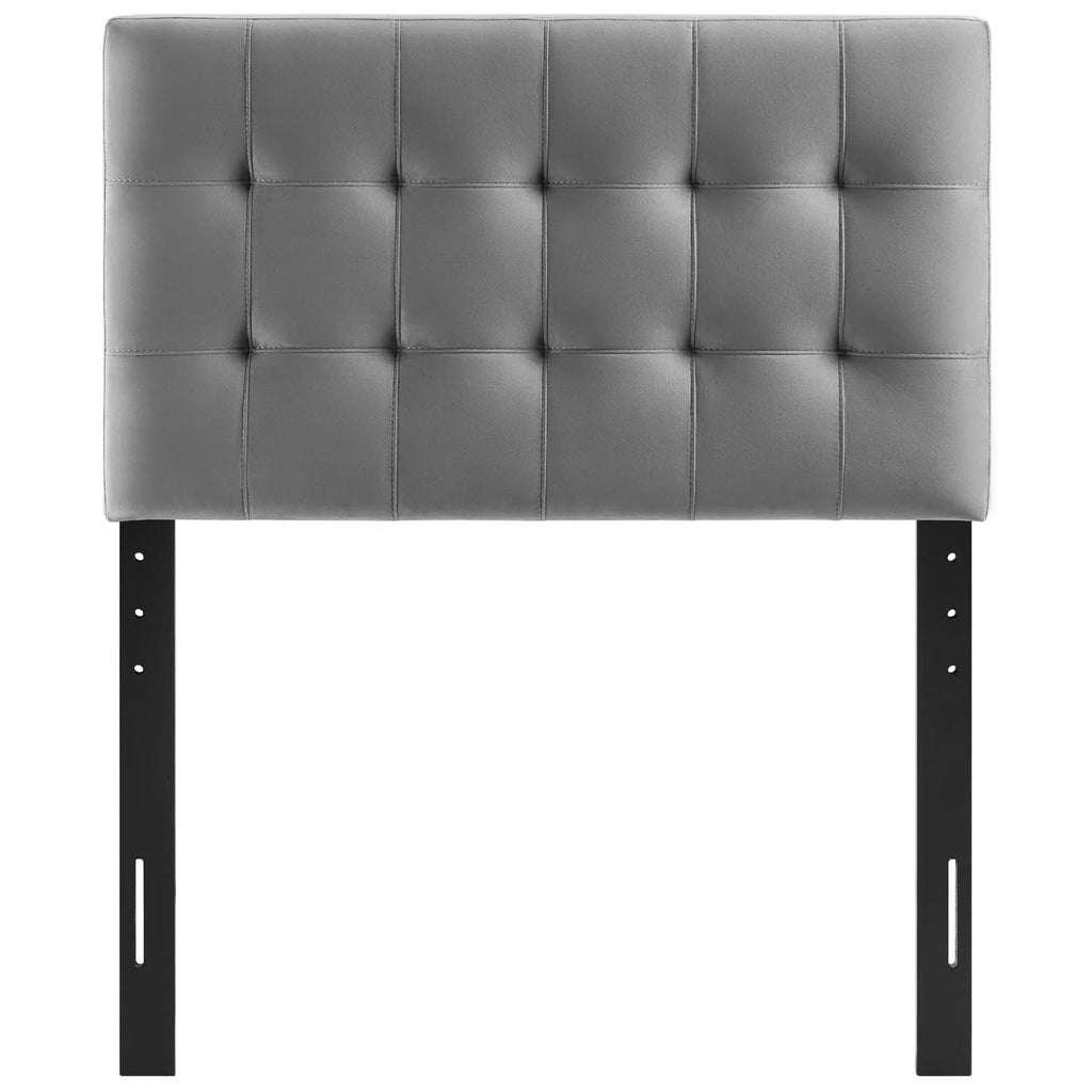 Lily Biscuit Tufted Performance Velvet Twin Headboard - Gray