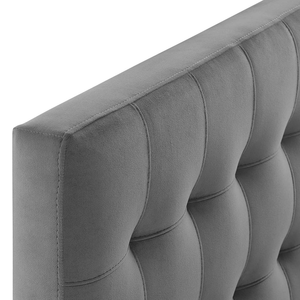 Lily Biscuit Tufted Performance Velvet Twin Headboard - Gray