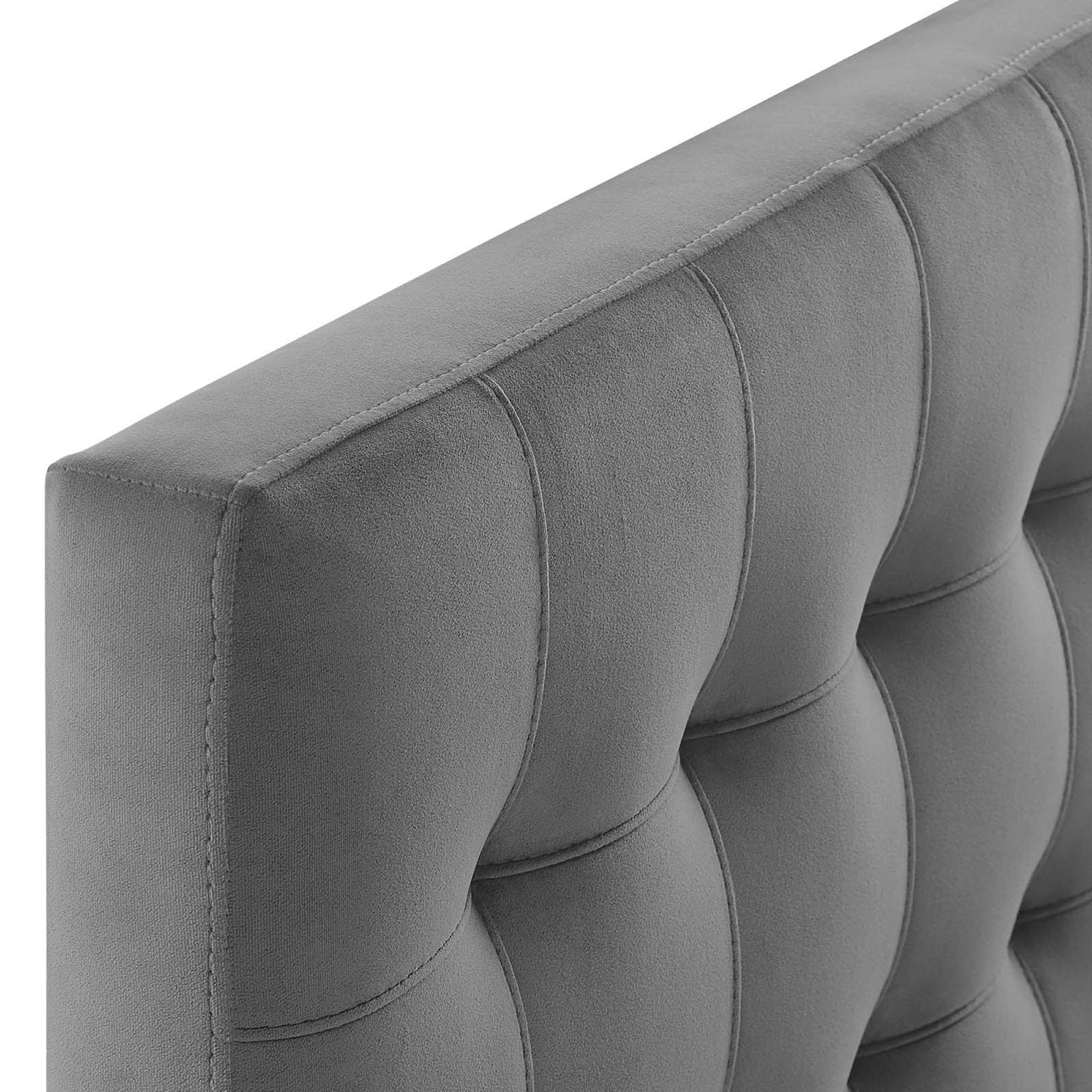 Lily Biscuit Tufted Performance Velvet Twin Headboard - Gray
