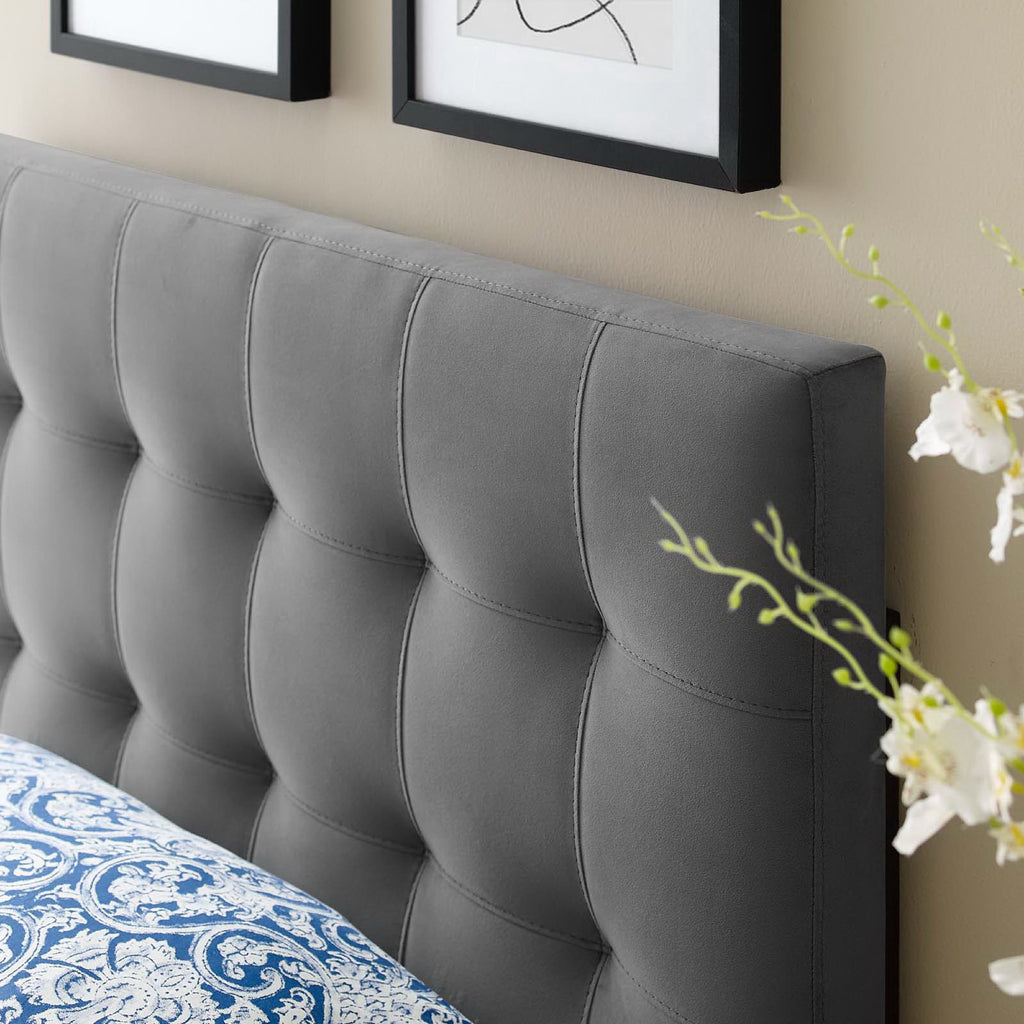 Lily Biscuit Tufted Performance Velvet Twin Headboard - Gray