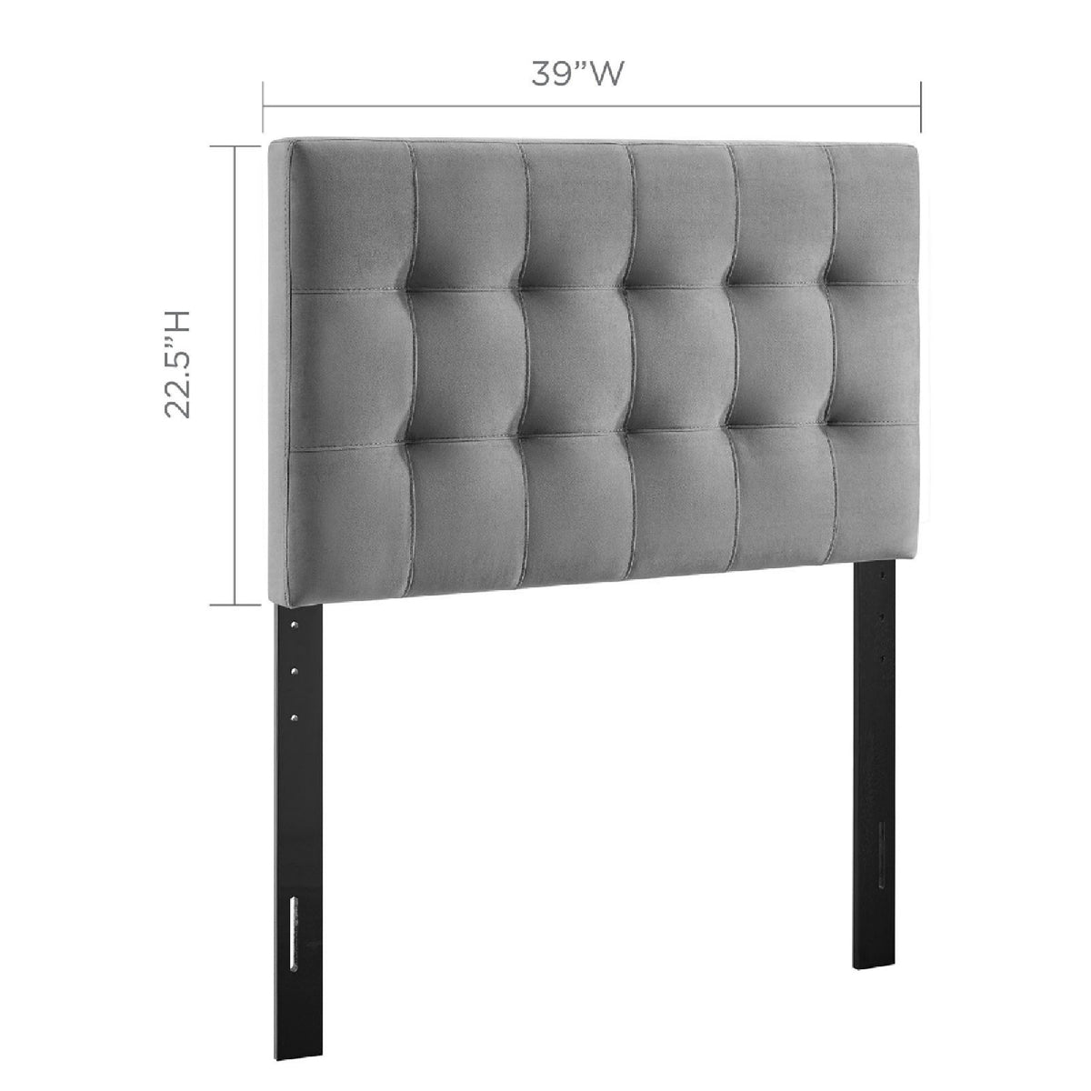 Lily Biscuit Tufted Performance Velvet Twin Headboard - Gray