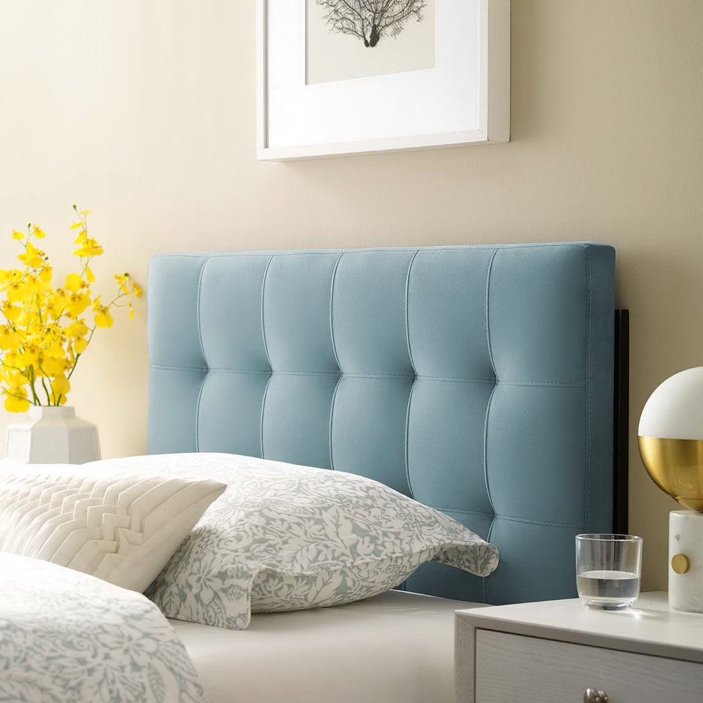 Lily Biscuit Tufted Performance Velvet Twin Headboard - Light Blue