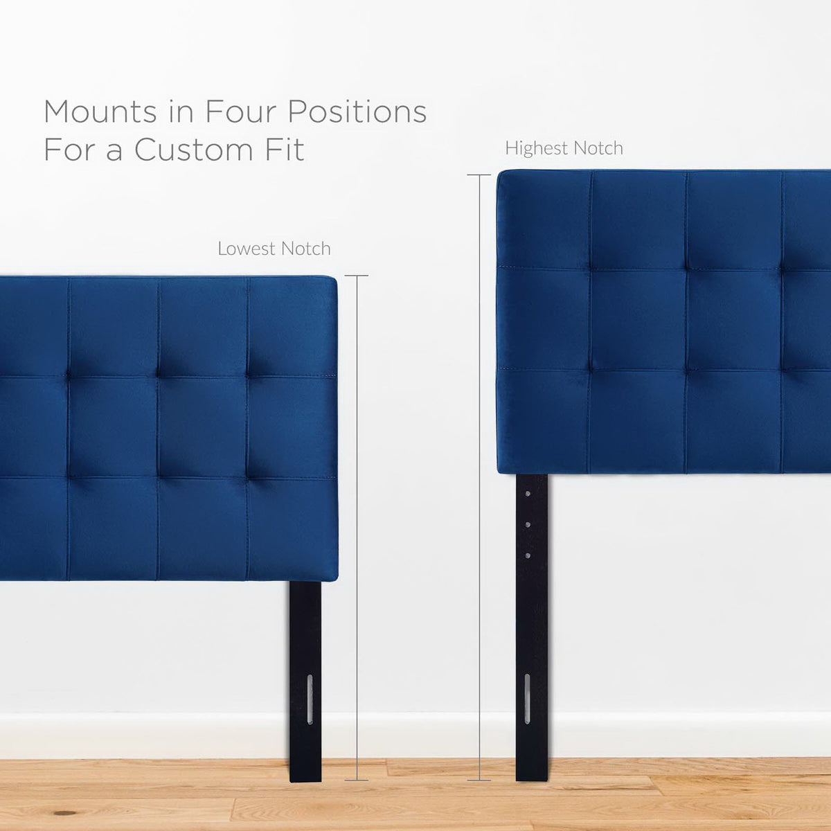 Lily Biscuit Tufted Performance Velvet Twin Headboard - Navy