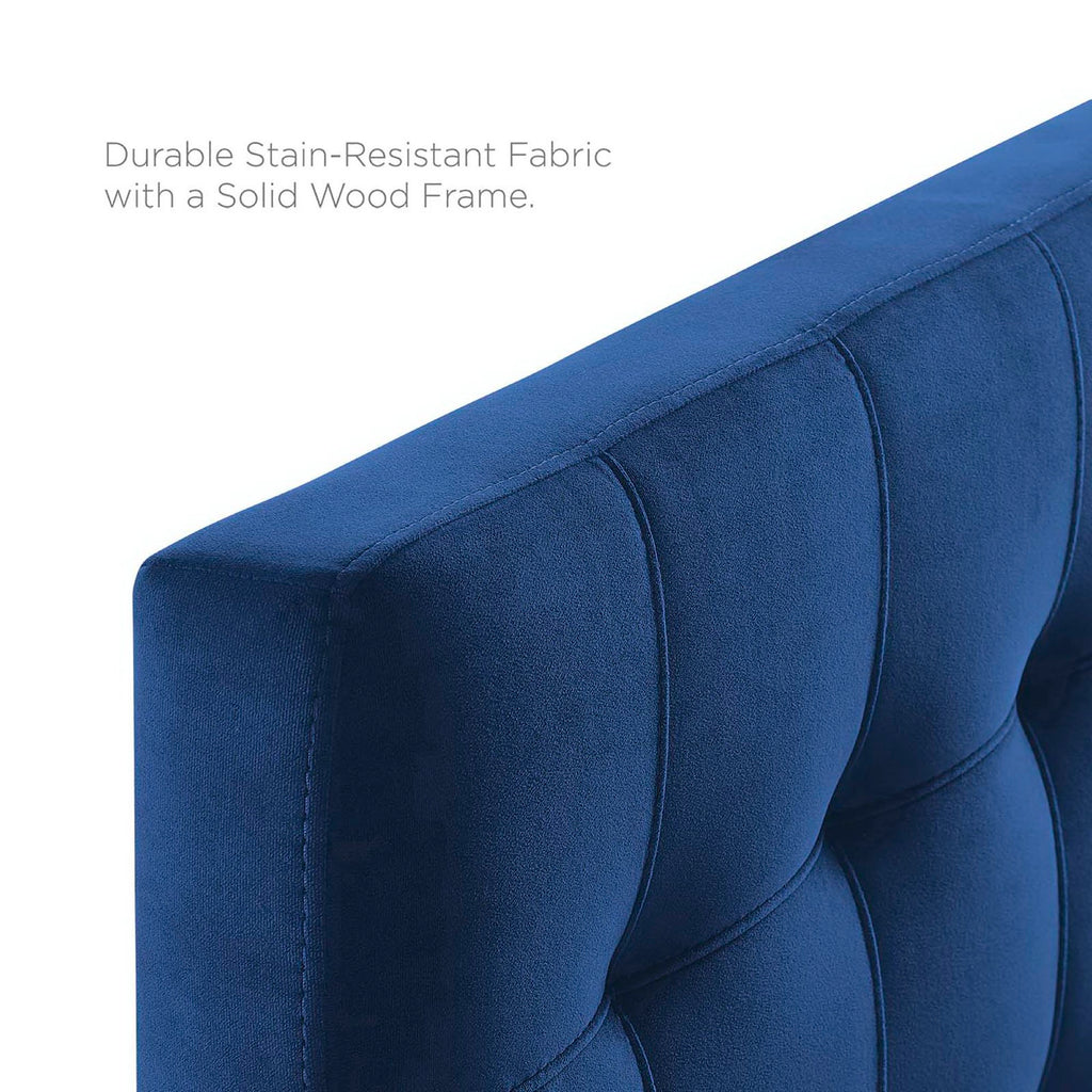 Lily Biscuit Tufted Performance Velvet Twin Headboard - Navy