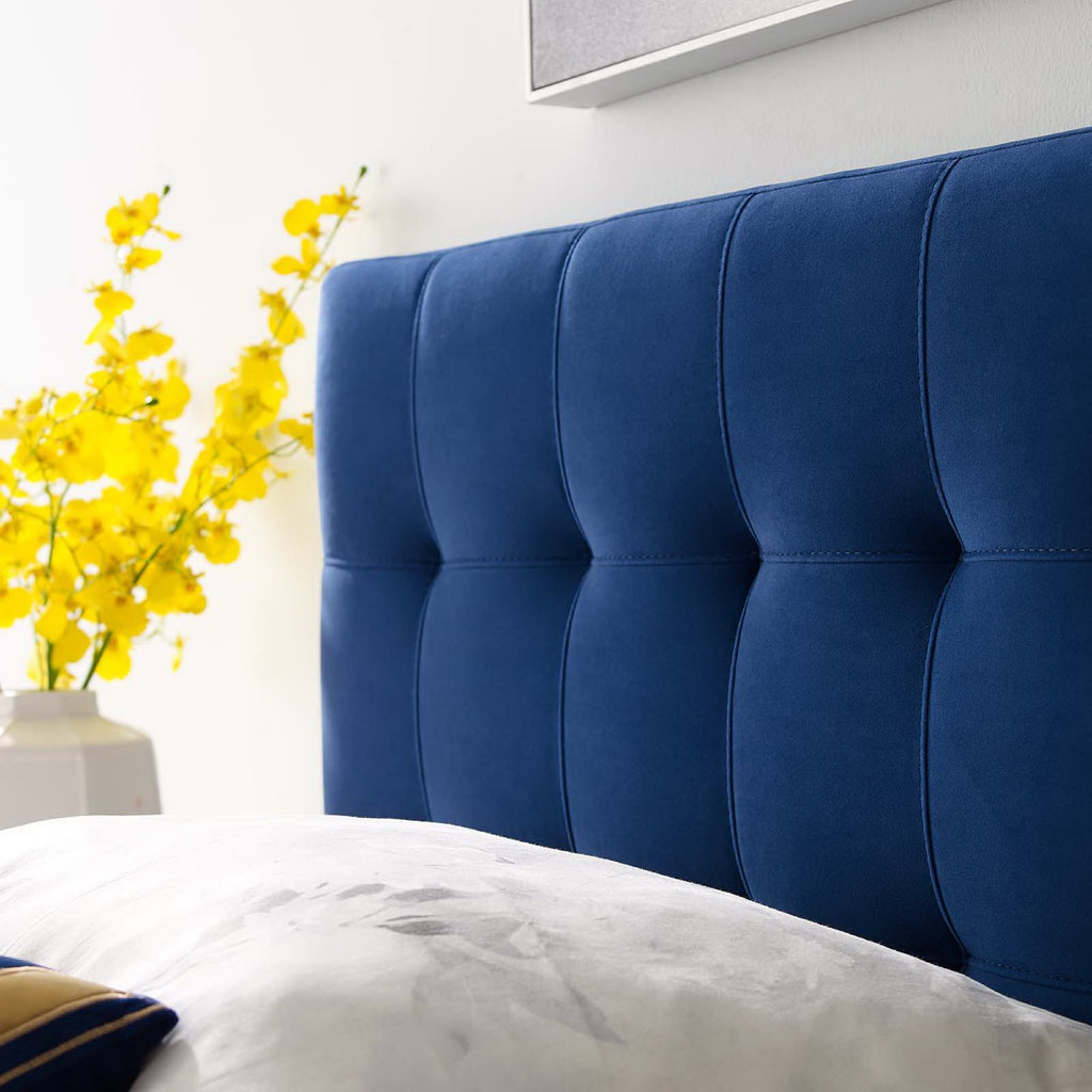 Lily Biscuit Tufted Performance Velvet Twin Headboard - Navy