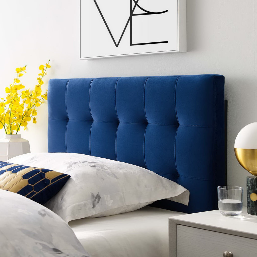 Lily Biscuit Tufted Performance Velvet Twin Headboard - Navy