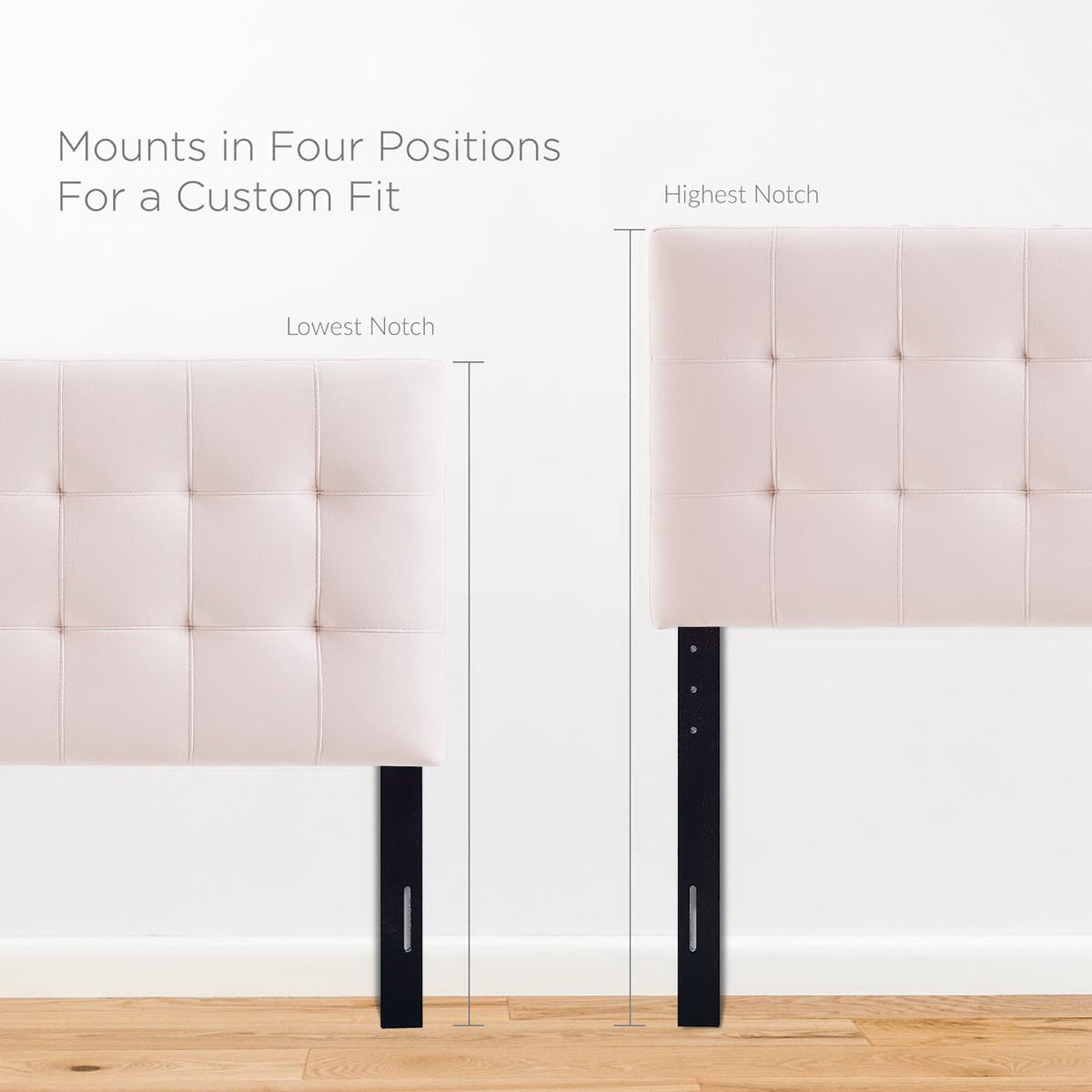 Lily Biscuit Tufted Performance Velvet Twin Headboard - Pink