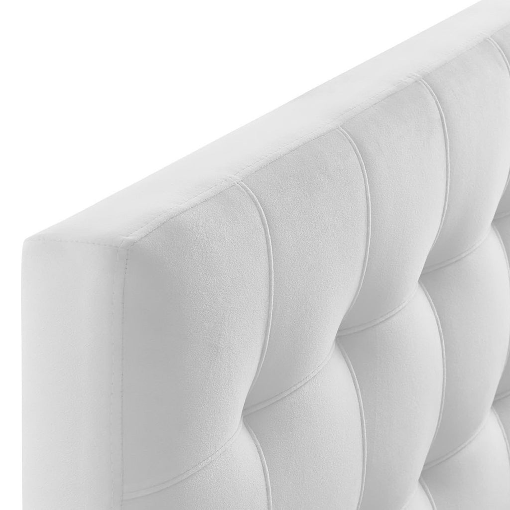 Lily Biscuit Tufted Performance Velvet Twin Headboard - White