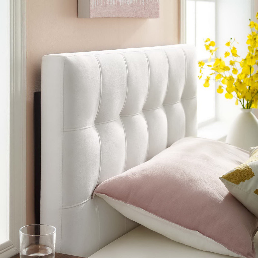 Lily Biscuit Tufted Performance Velvet Twin Headboard - White