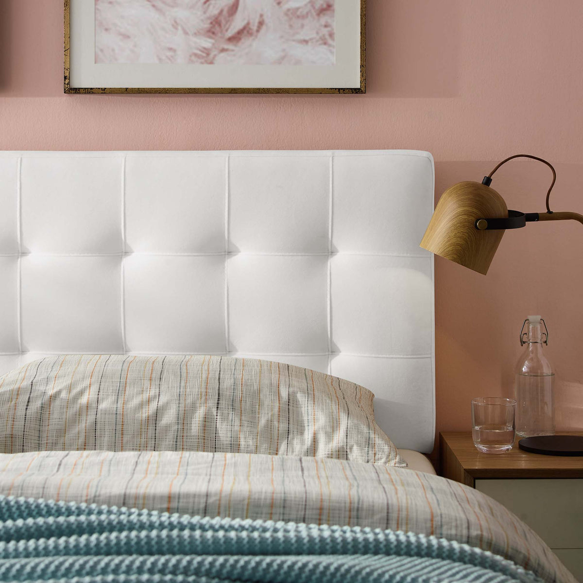 Lily Biscuit Tufted Performance Velvet Full Headboard - White