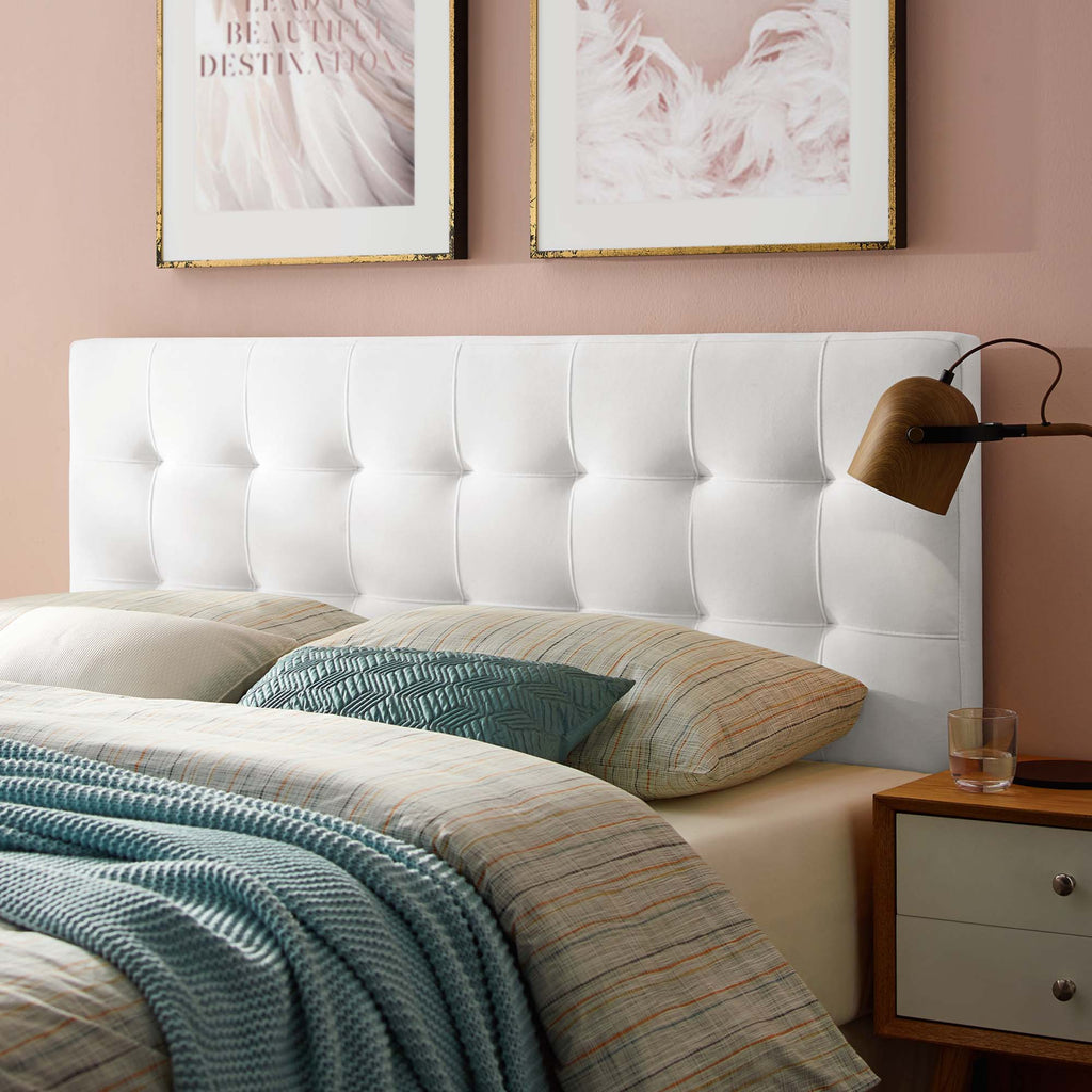 Lily Biscuit Tufted Performance Velvet Full Headboard - White