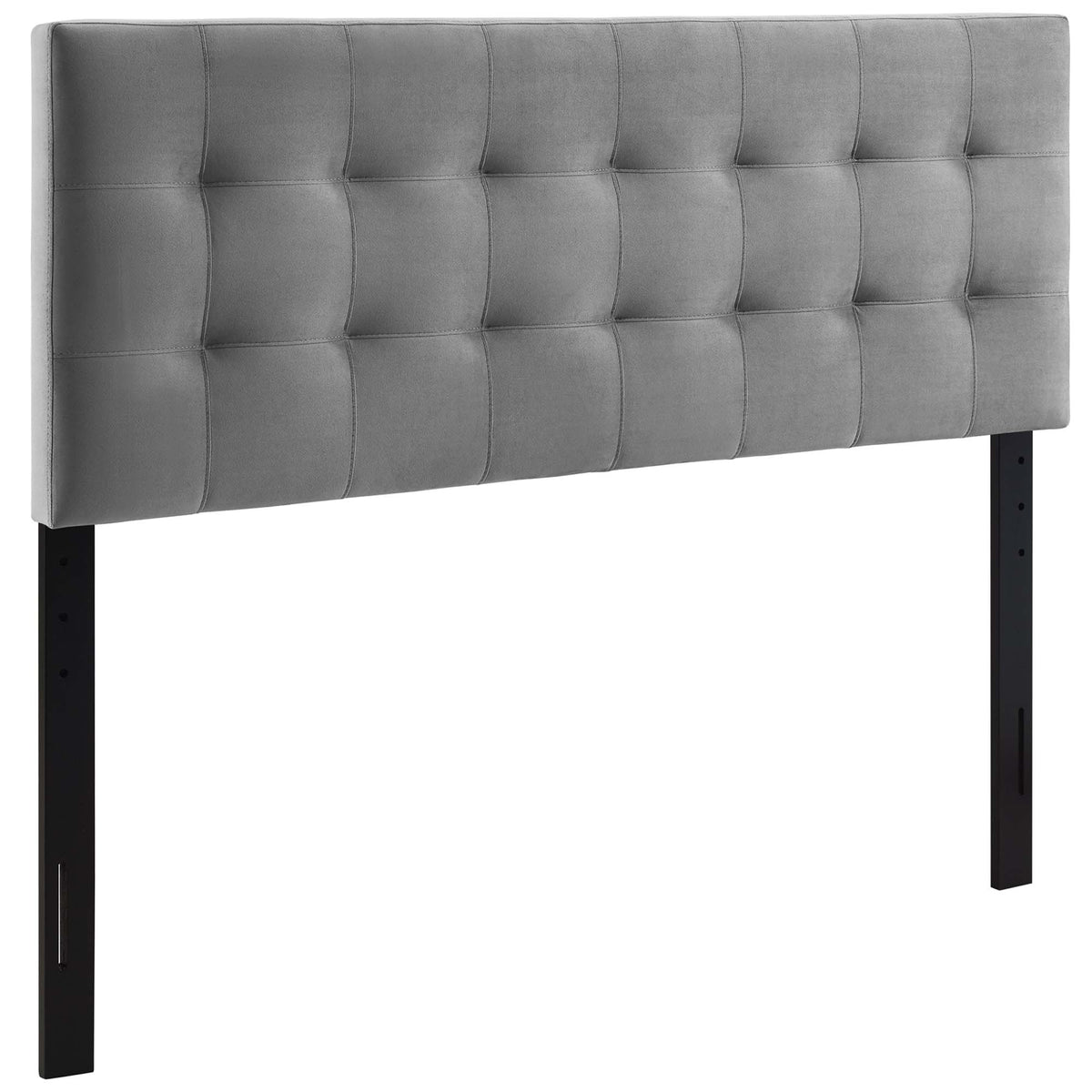 Lily Biscuit Tufted Performance Velvet Queen Headboard - Gray